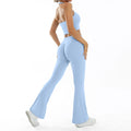 ELLA SET - LIGHT BLUE Halter Bra & Scrunch Flared Leggings