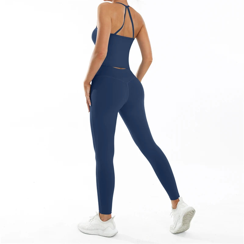 EMILY SET - NAVY Tank Top & Scrunch Leggings