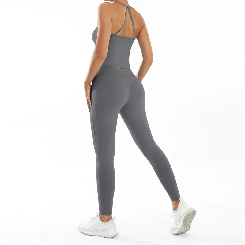 EMILY SET - GREY Tank Top & Scrunch Leggings