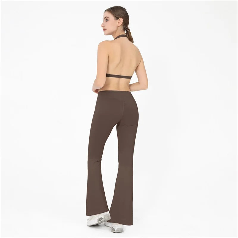 DANIELLE SET - BROWN Twist Halter Bra & Scrunch Leggings