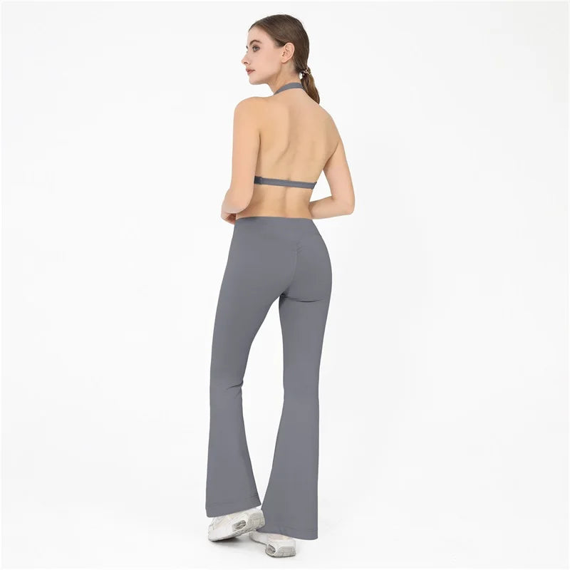 DANIELLE SET - GREY Twist Halter Bra & Scrunch Leggings