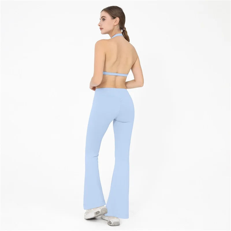 DANIELLE SET - LIGHT BLUE Twist Halter Bra & Scrunch Leggings