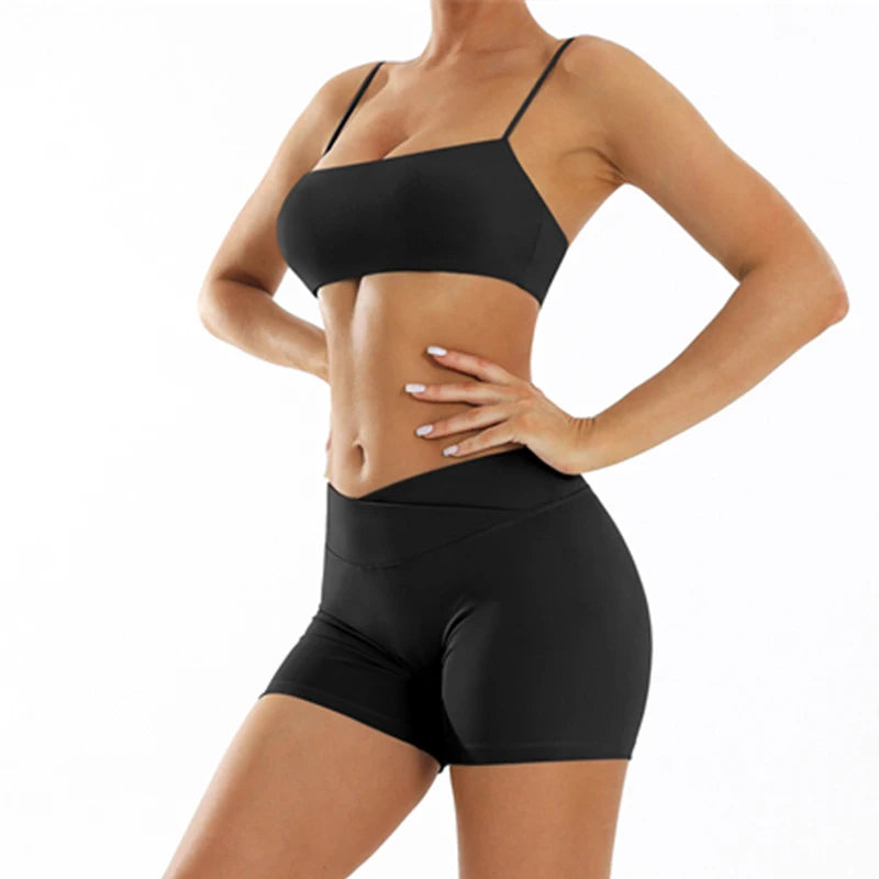 KIRA SET - GREY Sports Bra & Scrunch Shorts