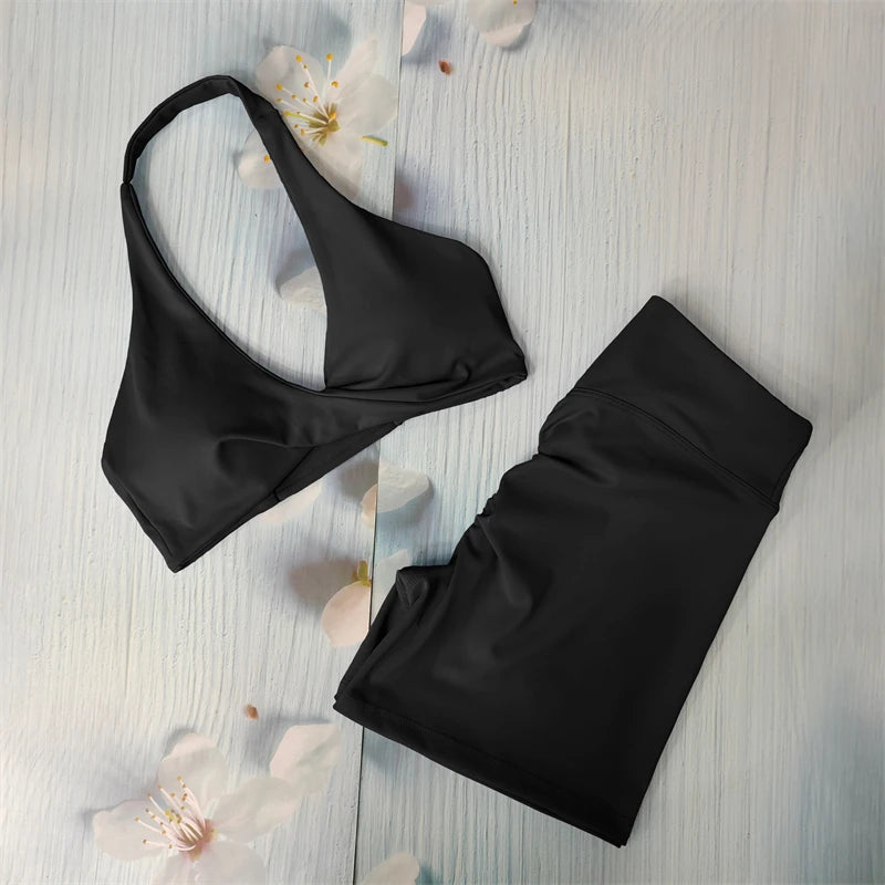 MICHELLE SET - Twist Halter Bra & Scrunch Shorts