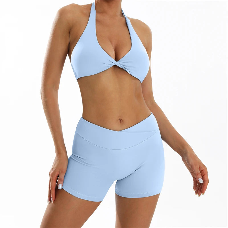 MICHELLE SET - Twist Halter Bra & Scrunch Shorts