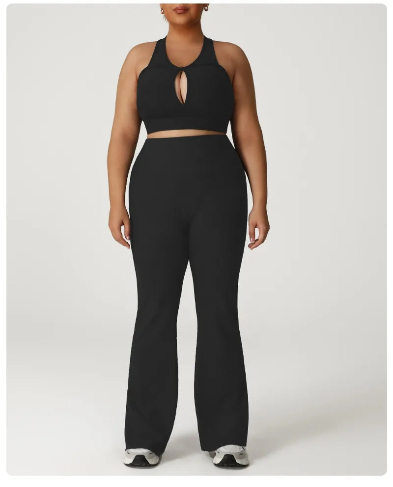CONNIE SET - HIGH WAIST PLUS SIZE COMPRESSION FITNESS SUIT
